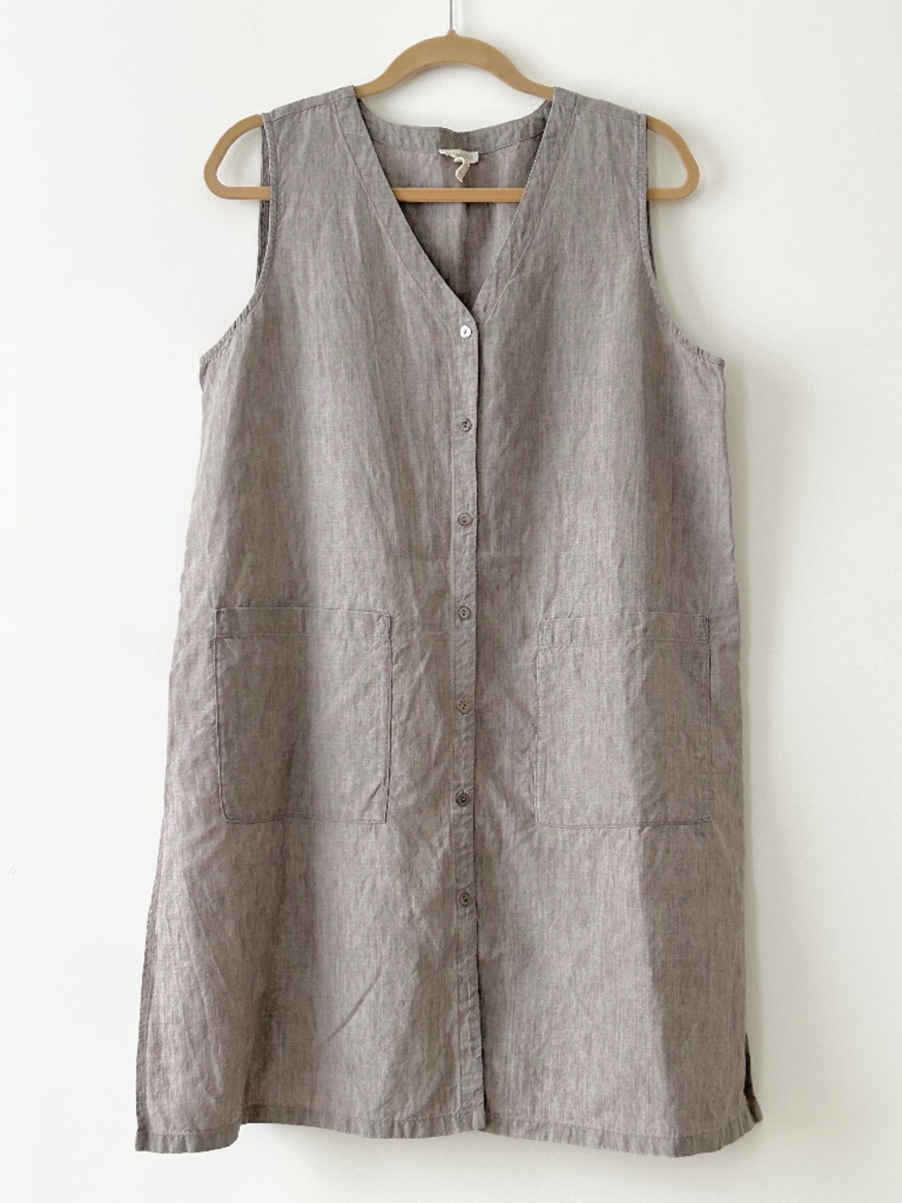 Eileen Fisher Washed Organic Linen Delave V-Neck Top